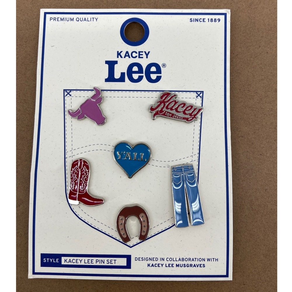 Kacey Musgraves x Lee Jeans Enamel Pin Set Western Cowboy Boot Horseshoe Yall